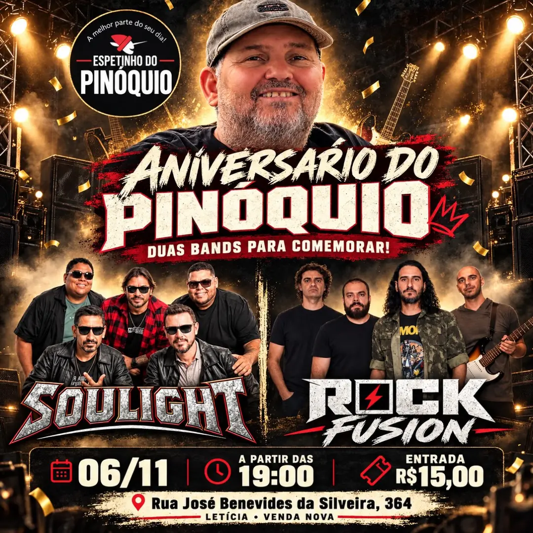 Flyer de Banda Soulight e Rock Fusion