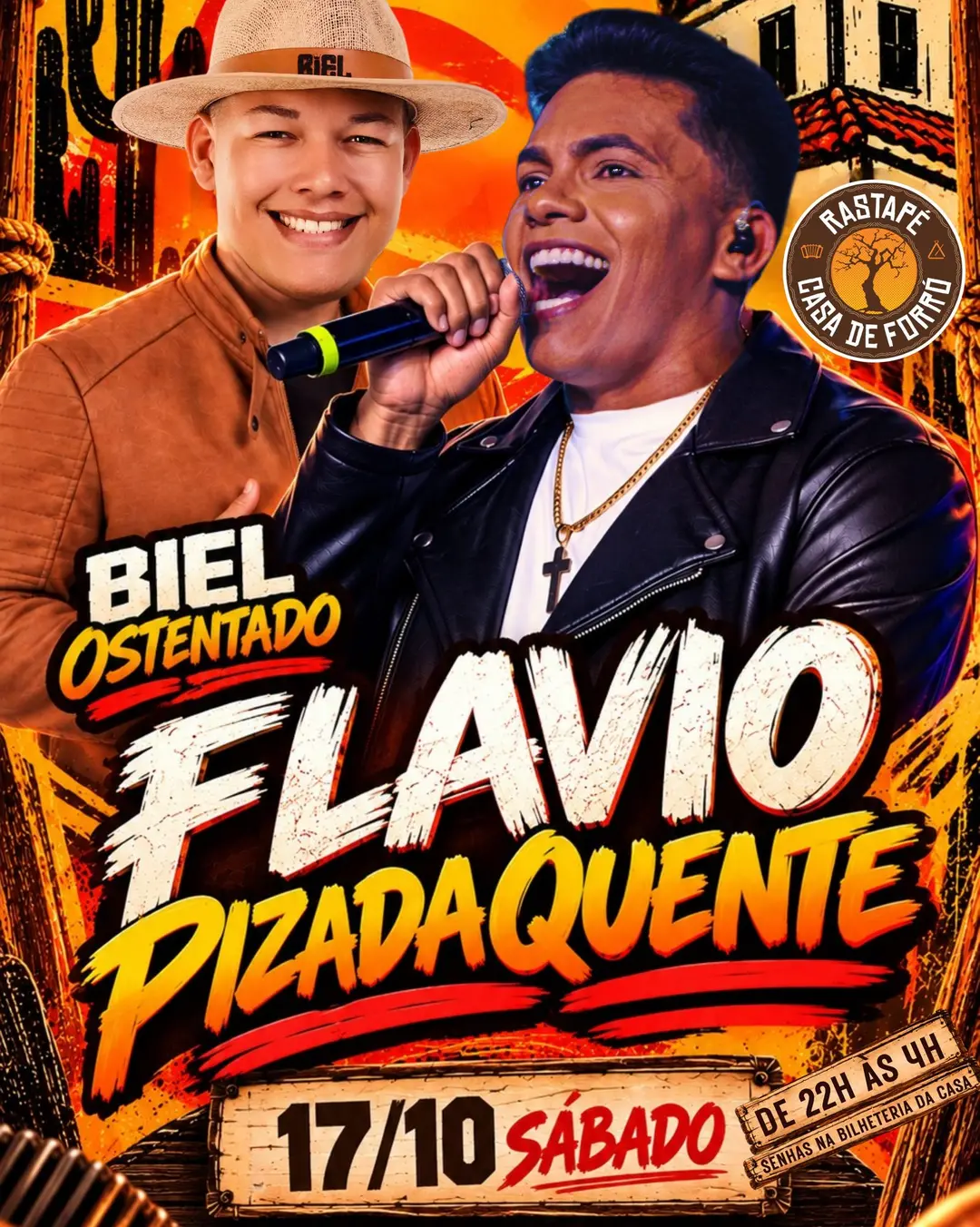 Flyer de Biel Ostentado, Flavio Pizada Quente e Luciano Melo
