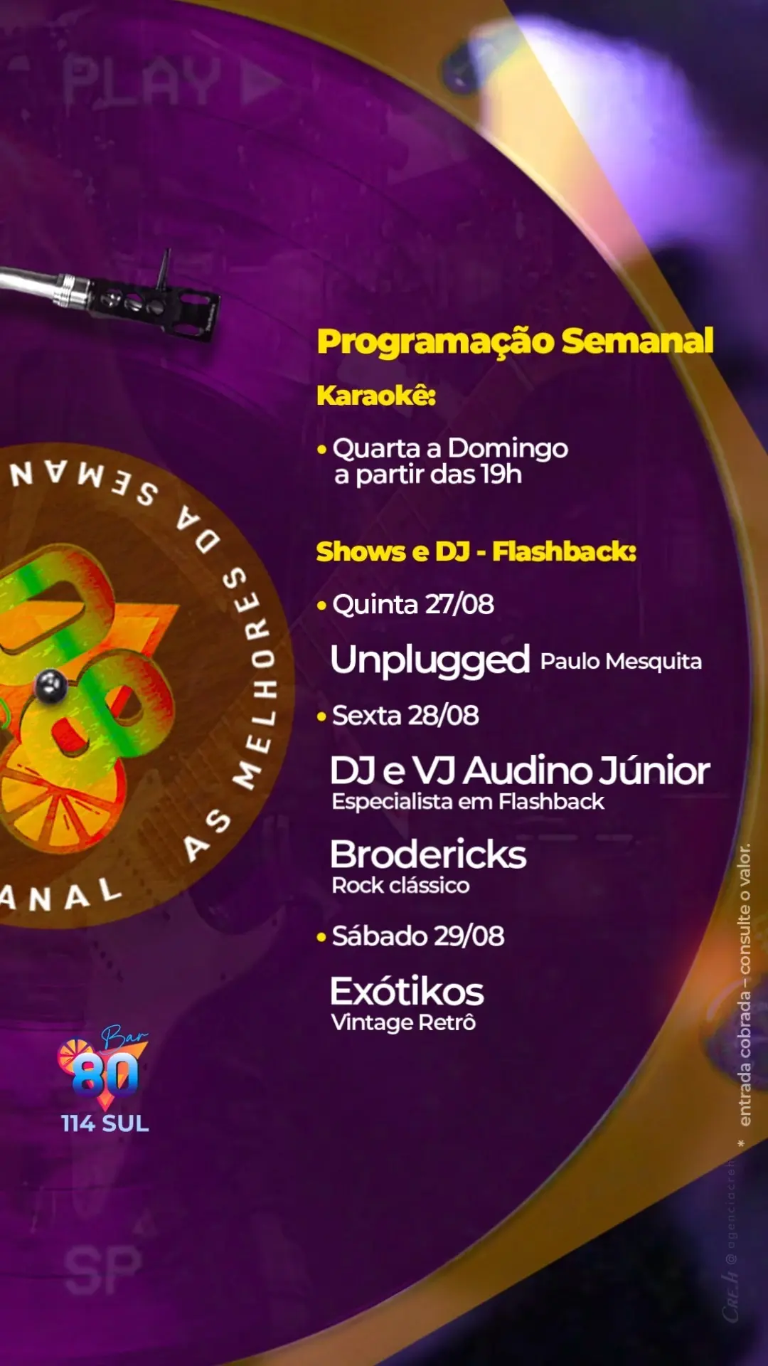 Flyer de Brodericks e DJ VJ Audino Júnior
