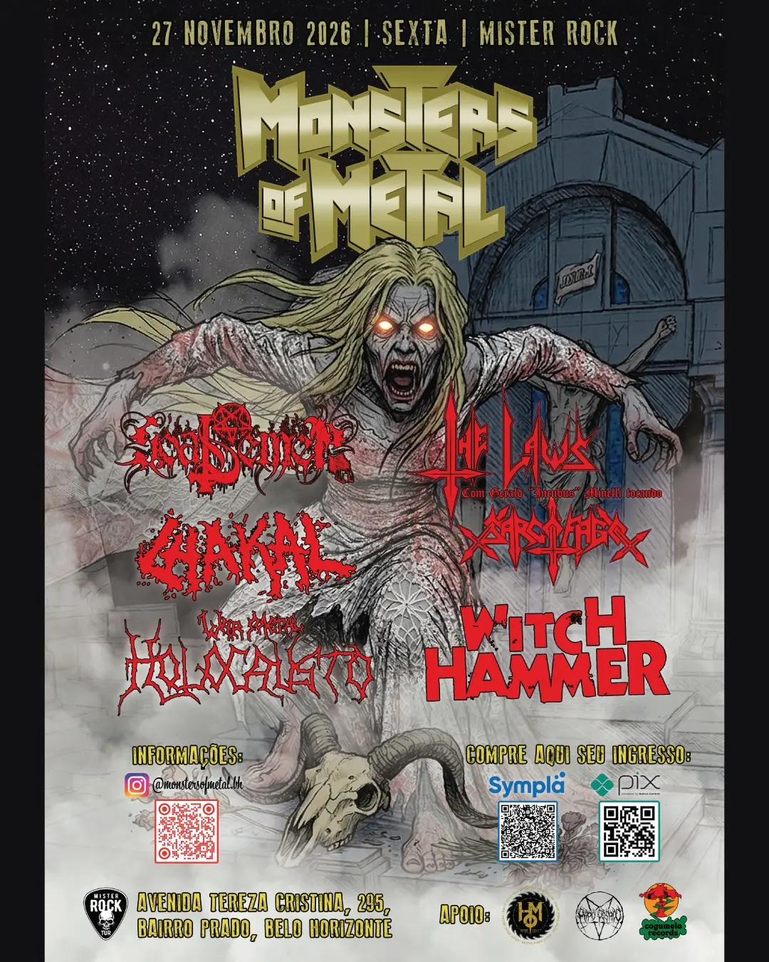 Flyer de Witchhammer, Holocausto War Metal e mais 3 artistas