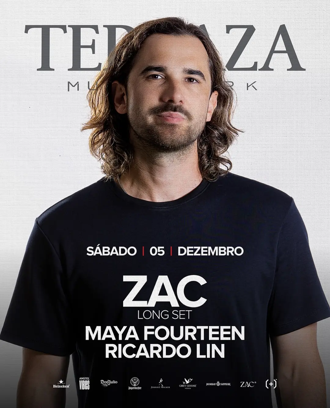 Flyer de Ricardo Lin, DJ Zac e Maya Fourteen