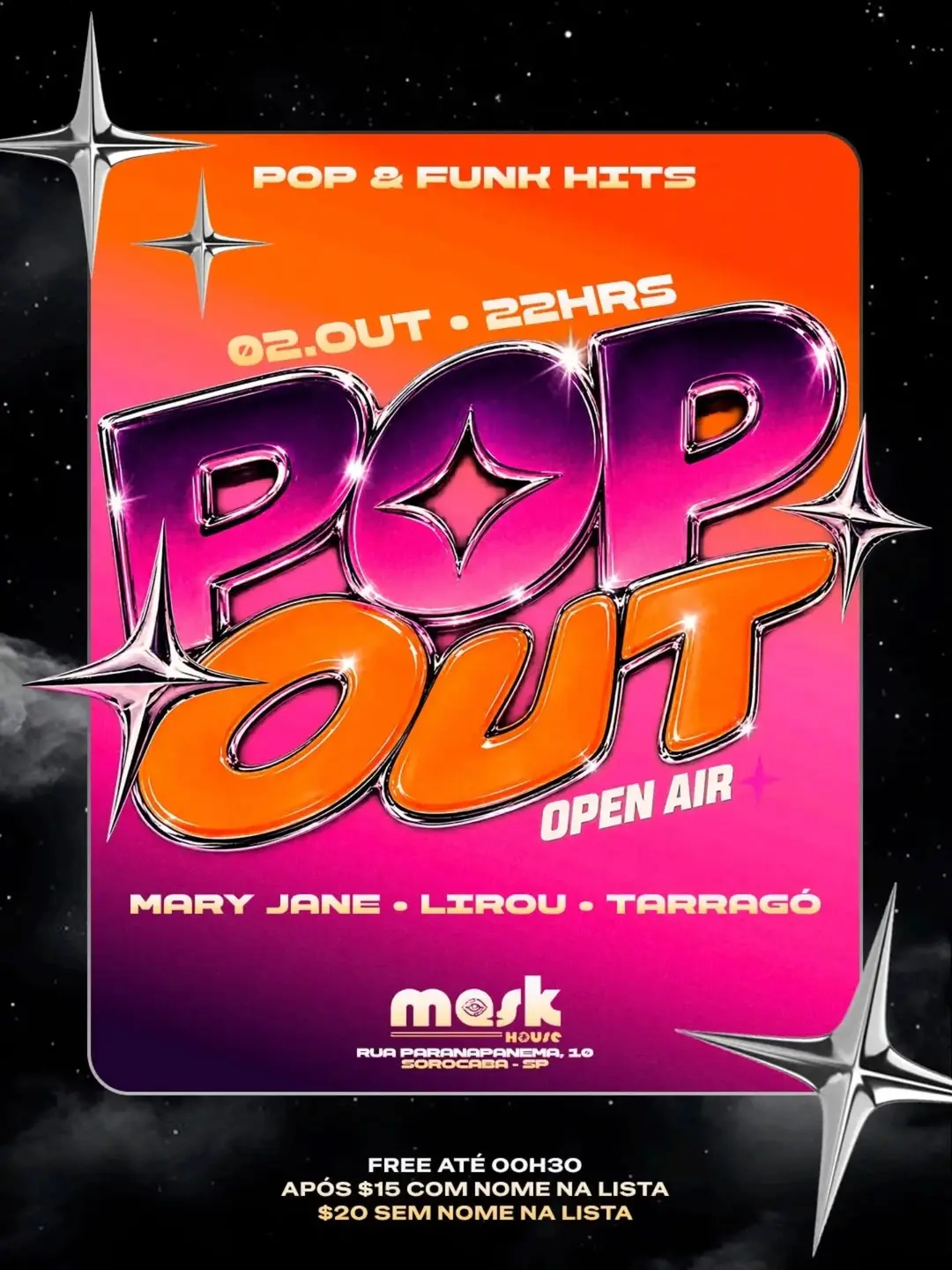 Flyer de Lirou, Mary Jane e TARRAGÓ