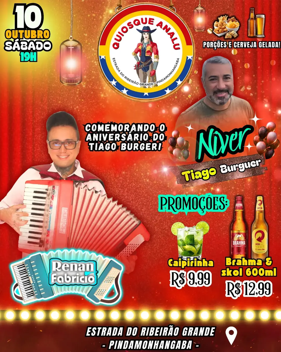 Flyer de Renan Fabricio e Tiago Burguer