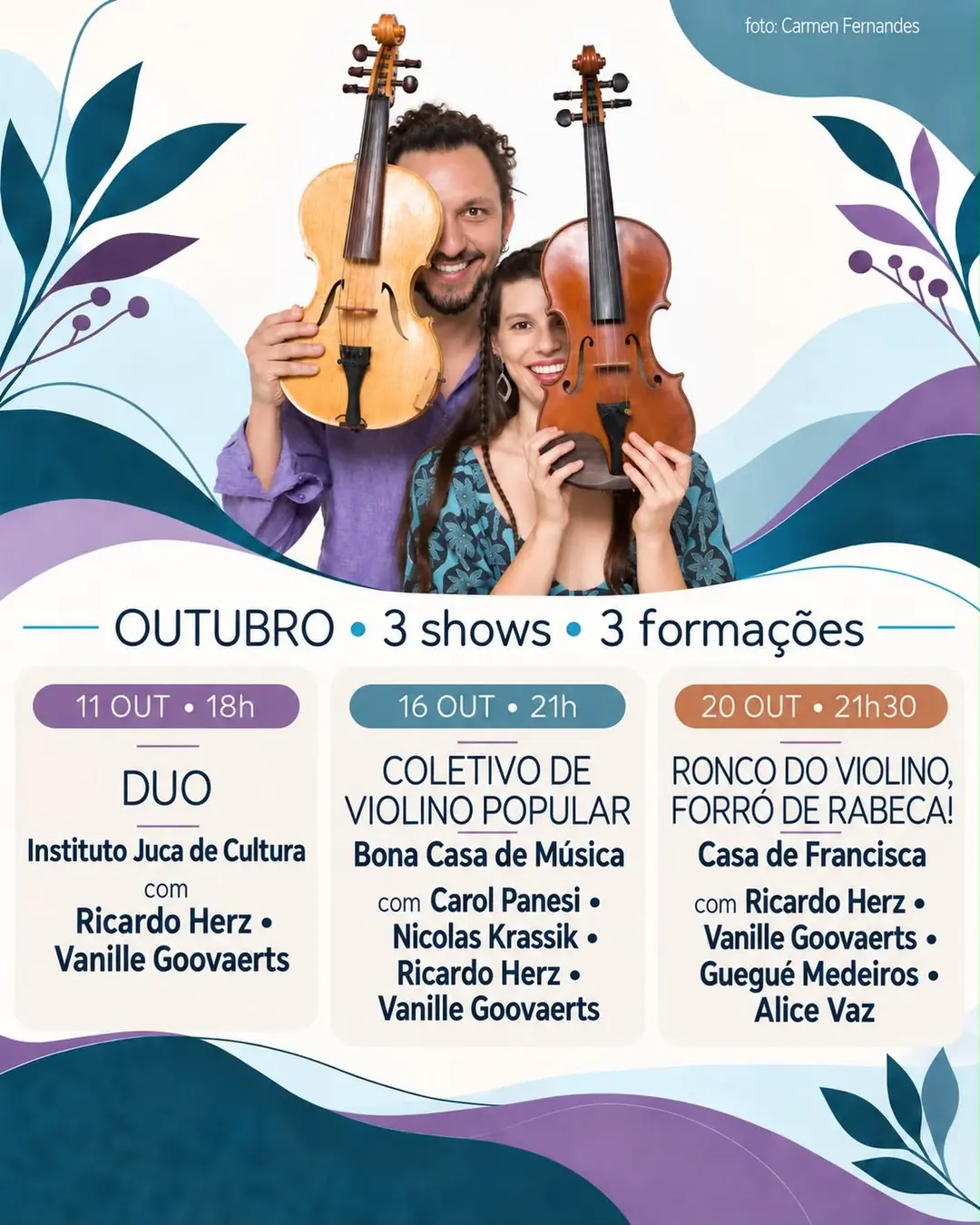 Flyer de Vanille Goovaerts, Forró de Rabeca e Ronco do Violino