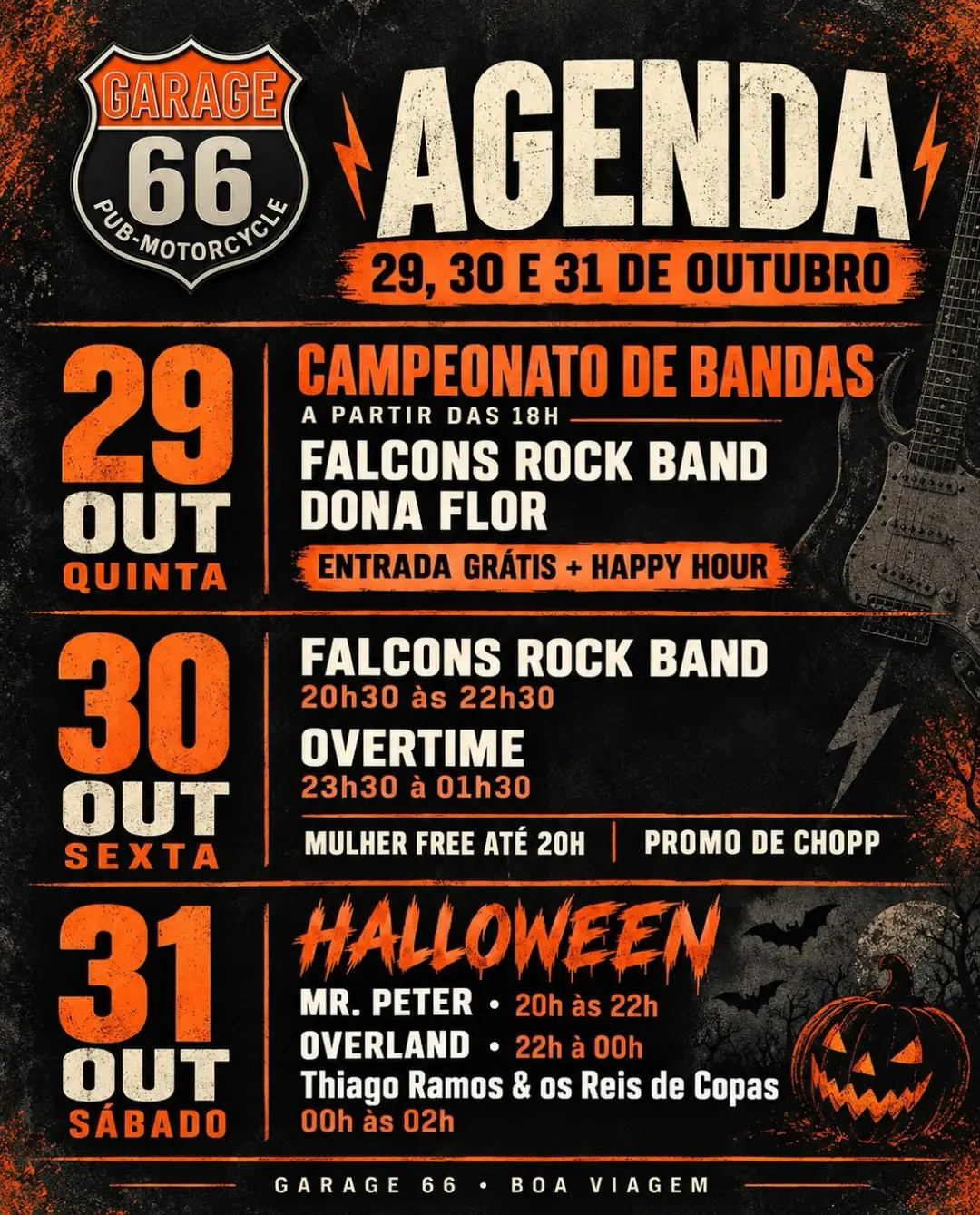 Flyer de Overtime e Falcons Rock Band