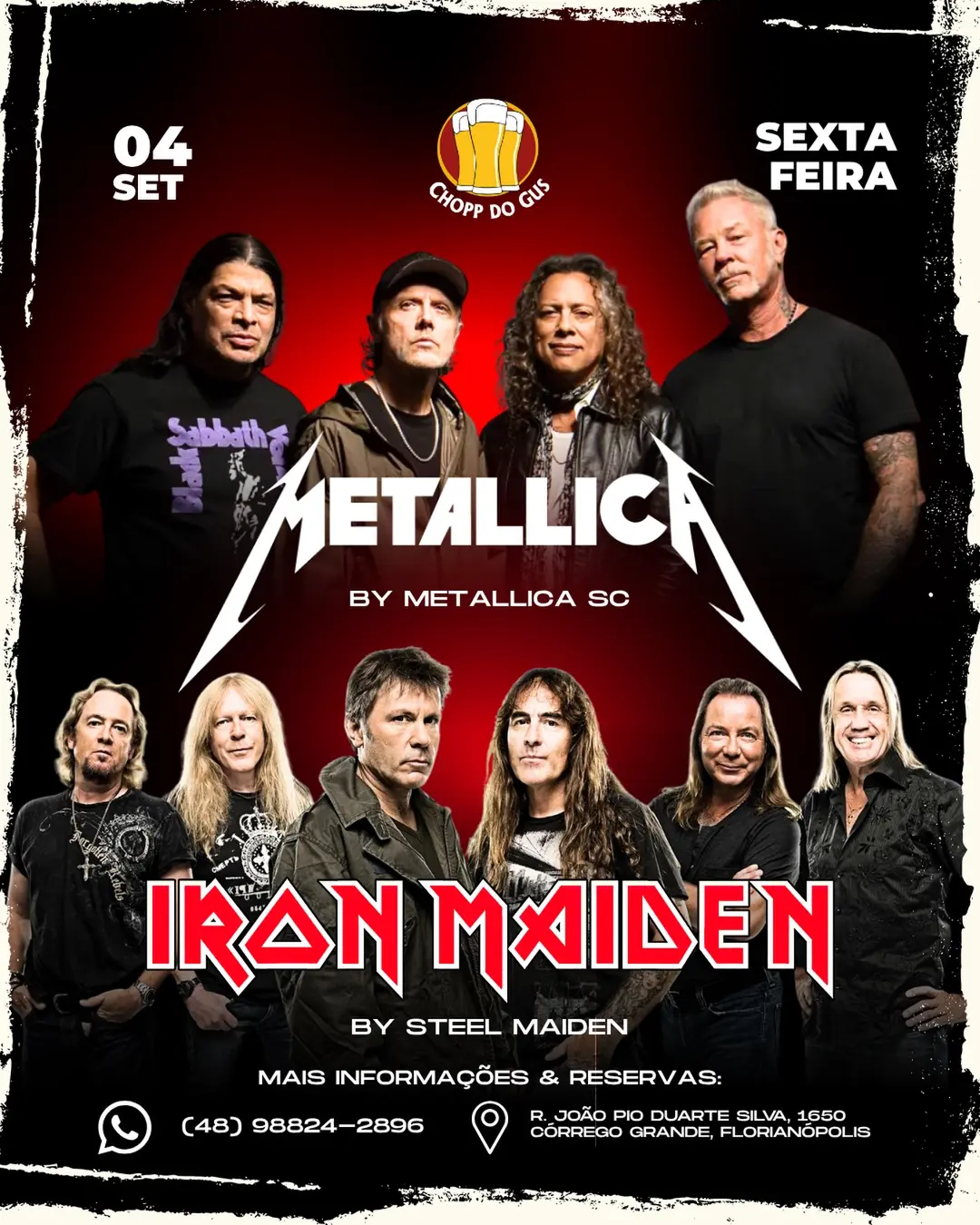 Flyer de Alcohollica, Steel Maiden, Iron Maiden e mais 1 artista