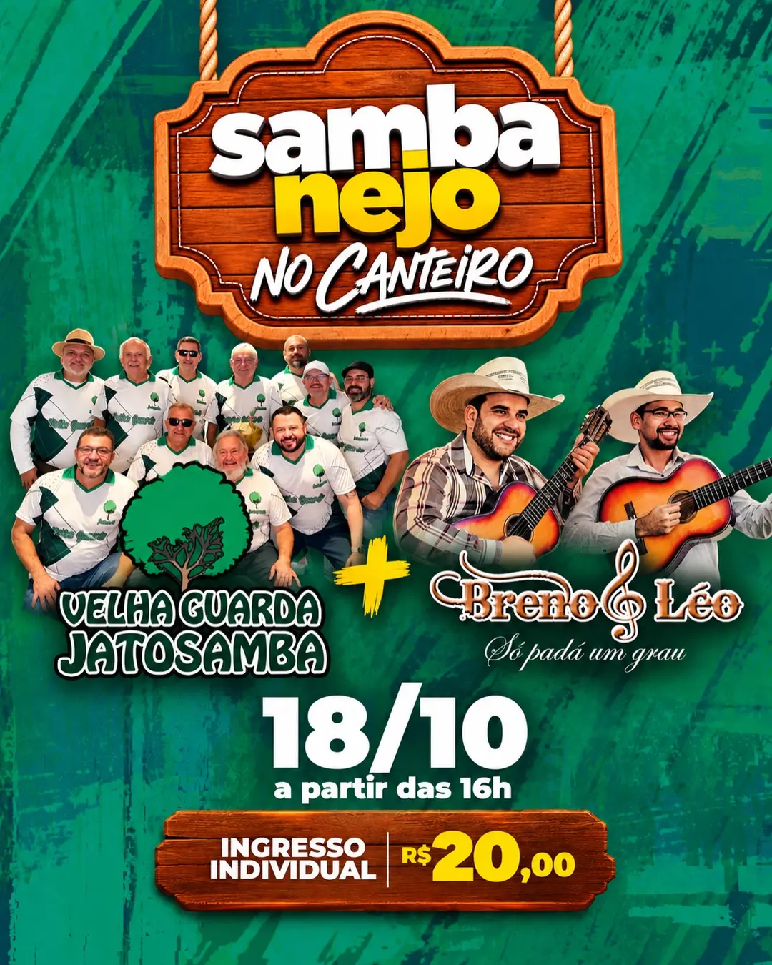 Flyer de Velha Guarda Jato Samba e Breno e Leo