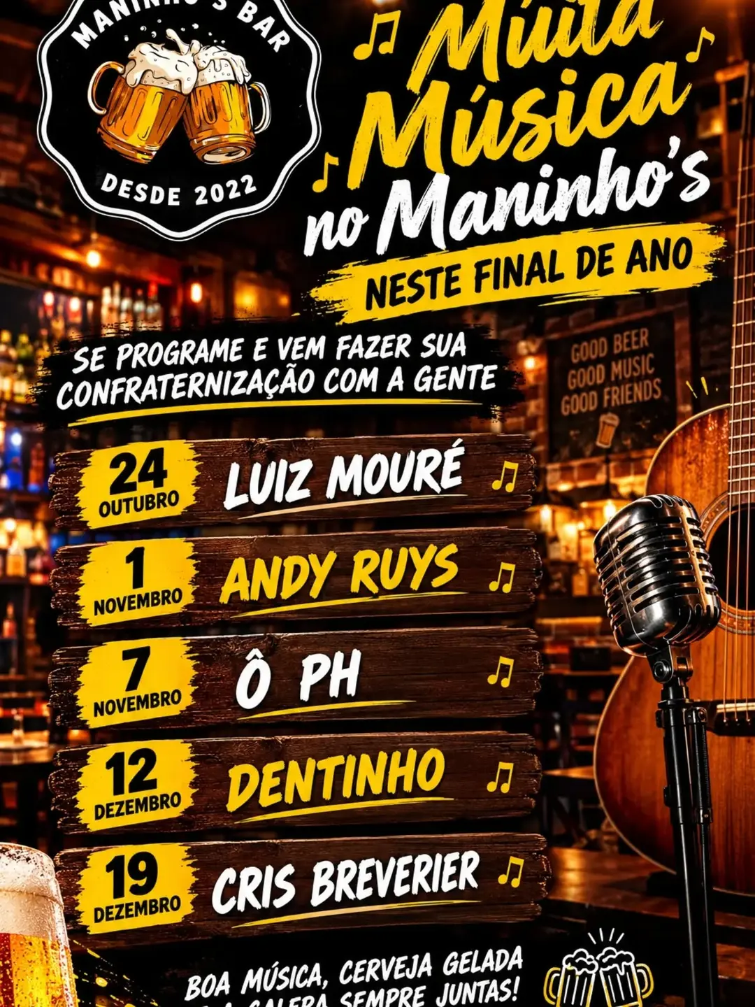 Flyer de Ô-PH, Luiz Mouré, ANDY RUYS, Dentinho e Cris Breverier