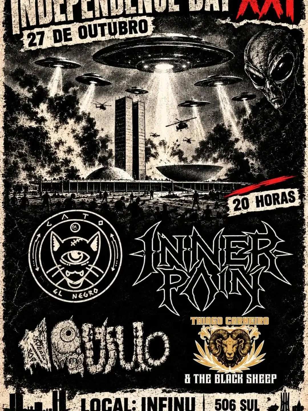 Flyer de Inner Pain, THIAGO CARNESIO e THE BLACK SHEEP
