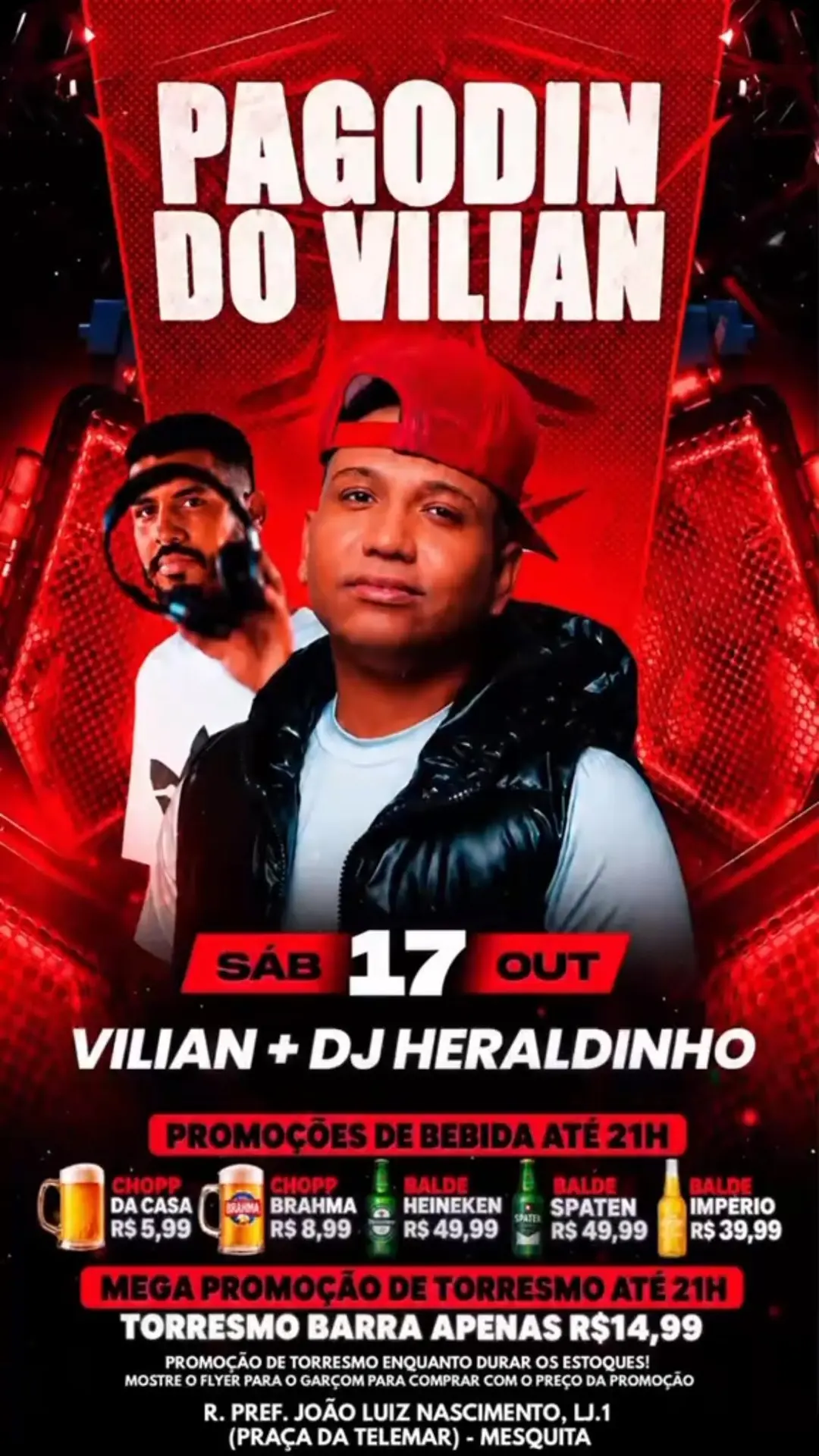Flyer de Vilian e DJ Heraldinho