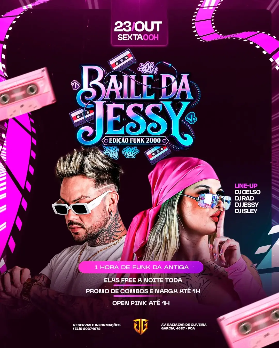 Flyer de DJ Celso, DJ Rad, DJ Jessy e DJ Isley