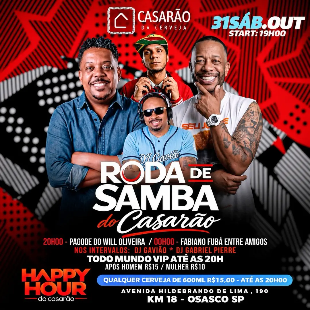 Flyer de Will Oliveira, Fabiano Fubá e mais 2 artistas