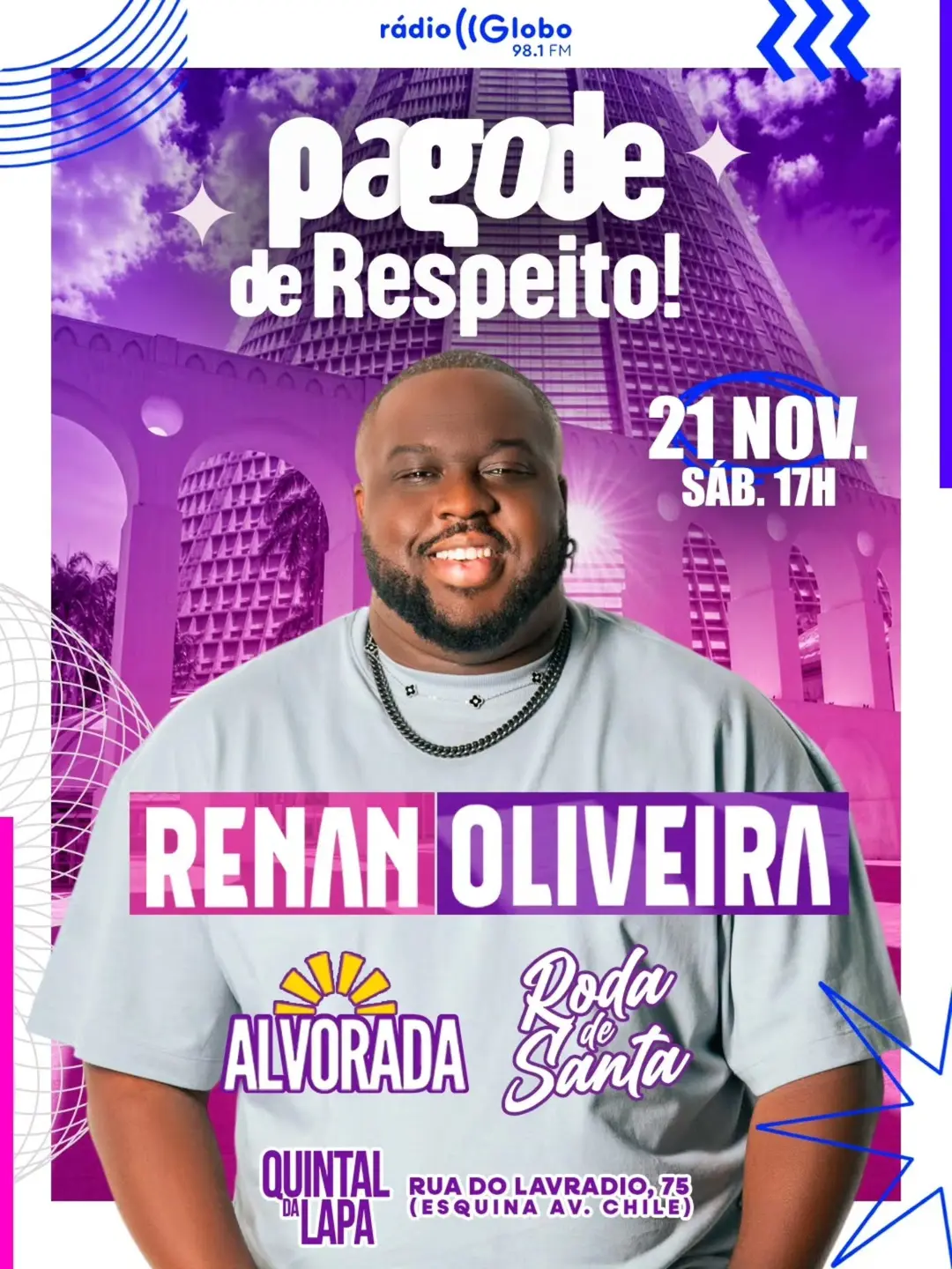 Flyer de Renan Oliveira, Alvorada e Roda de Santa