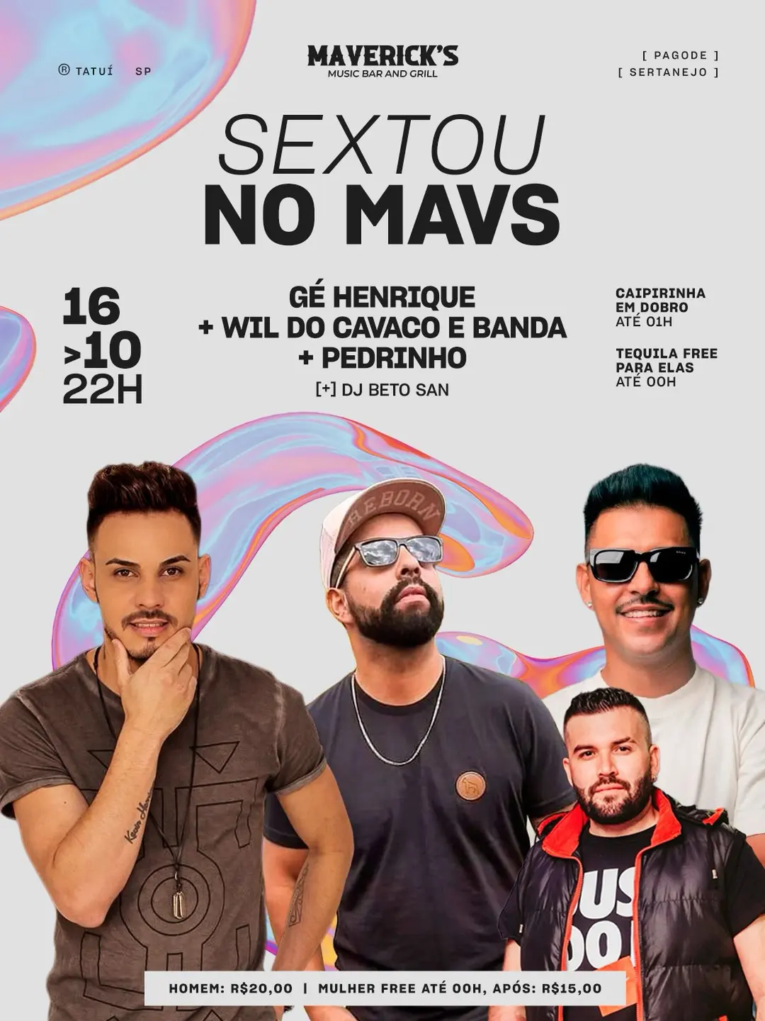 Flyer de GE HENRIQUE, Wil do Cavaco e Banda e mais 2 artistas
