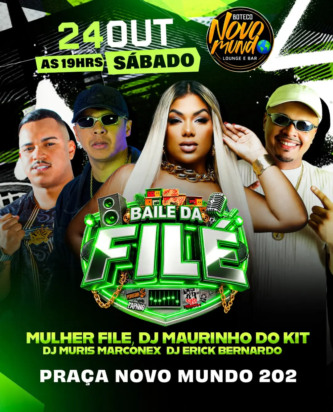 Flyer de DJ Erick Bernardo, DJ Maurinho do Kit e mais 1 artista