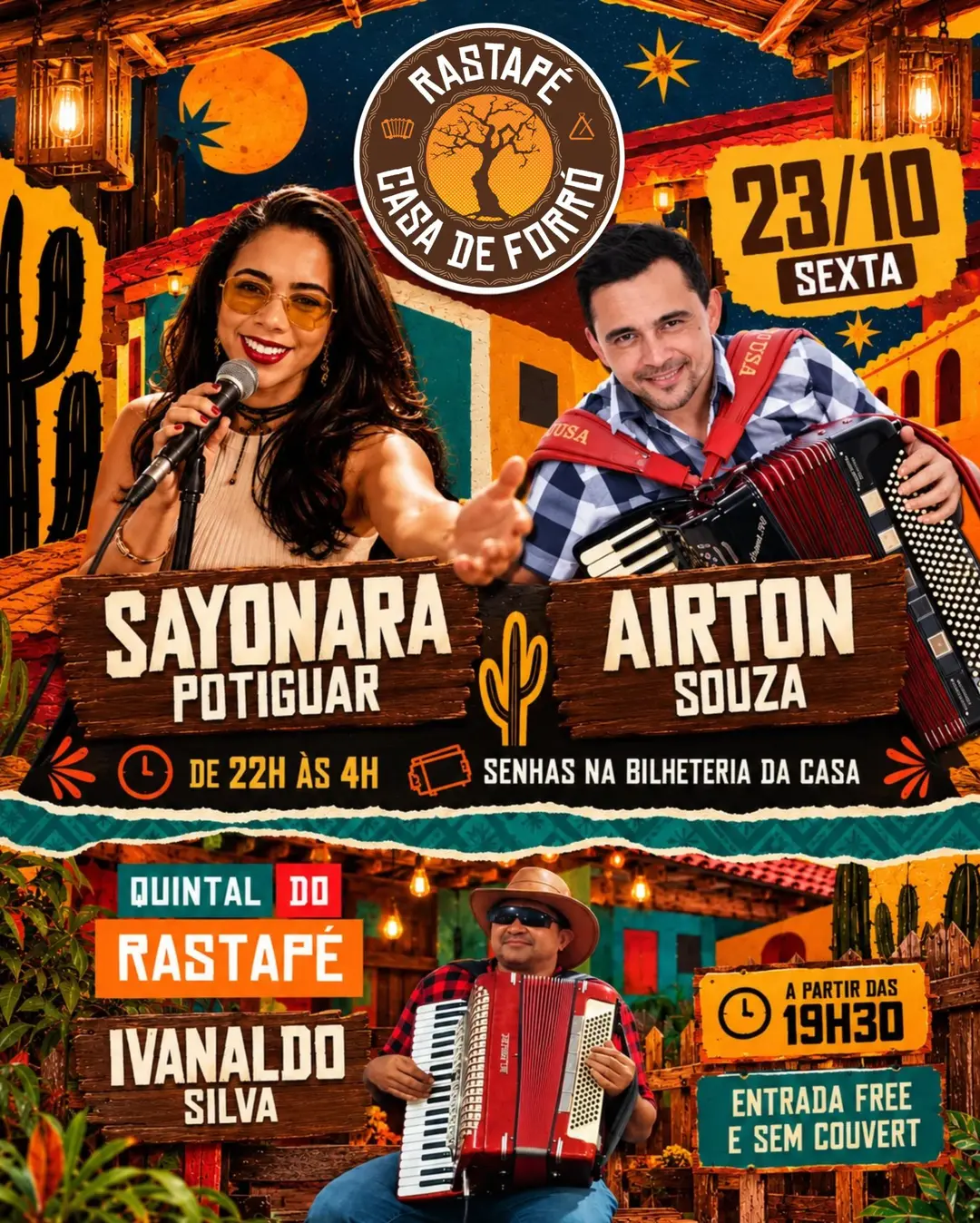 Flyer de Sayonara Potiguar, Airton Sousa e mais 2 artistas