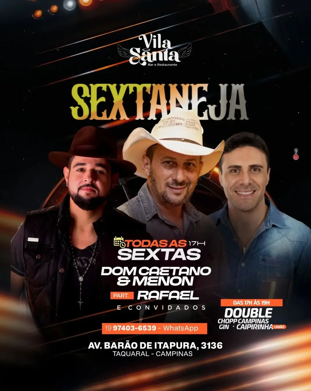Flyer de Adriano Martins & Rafael e Dom Caetano e Menon