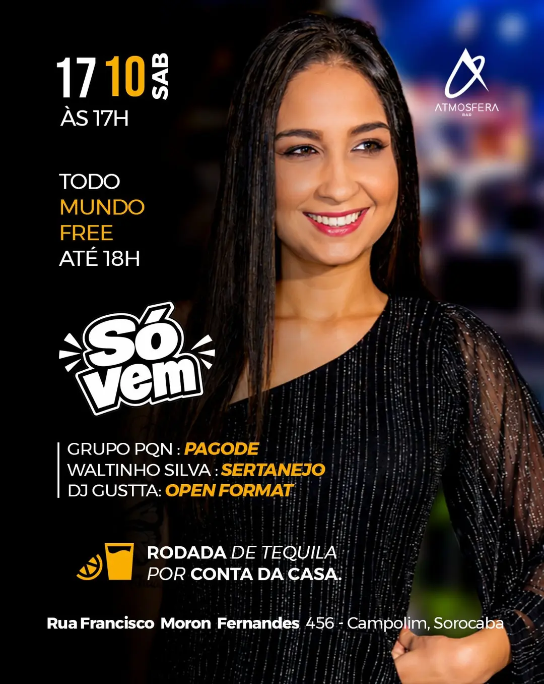 Flyer de Grupo PQN, Waltinho Silva e DJ Gustta
