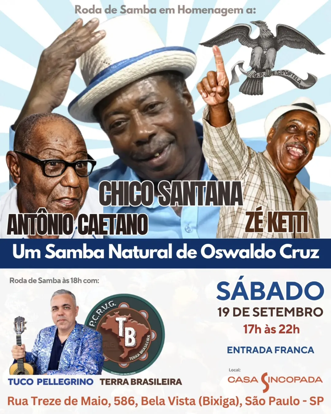Flyer de Terra Brasileira, Tuco Pellegrino e mais 1 artista