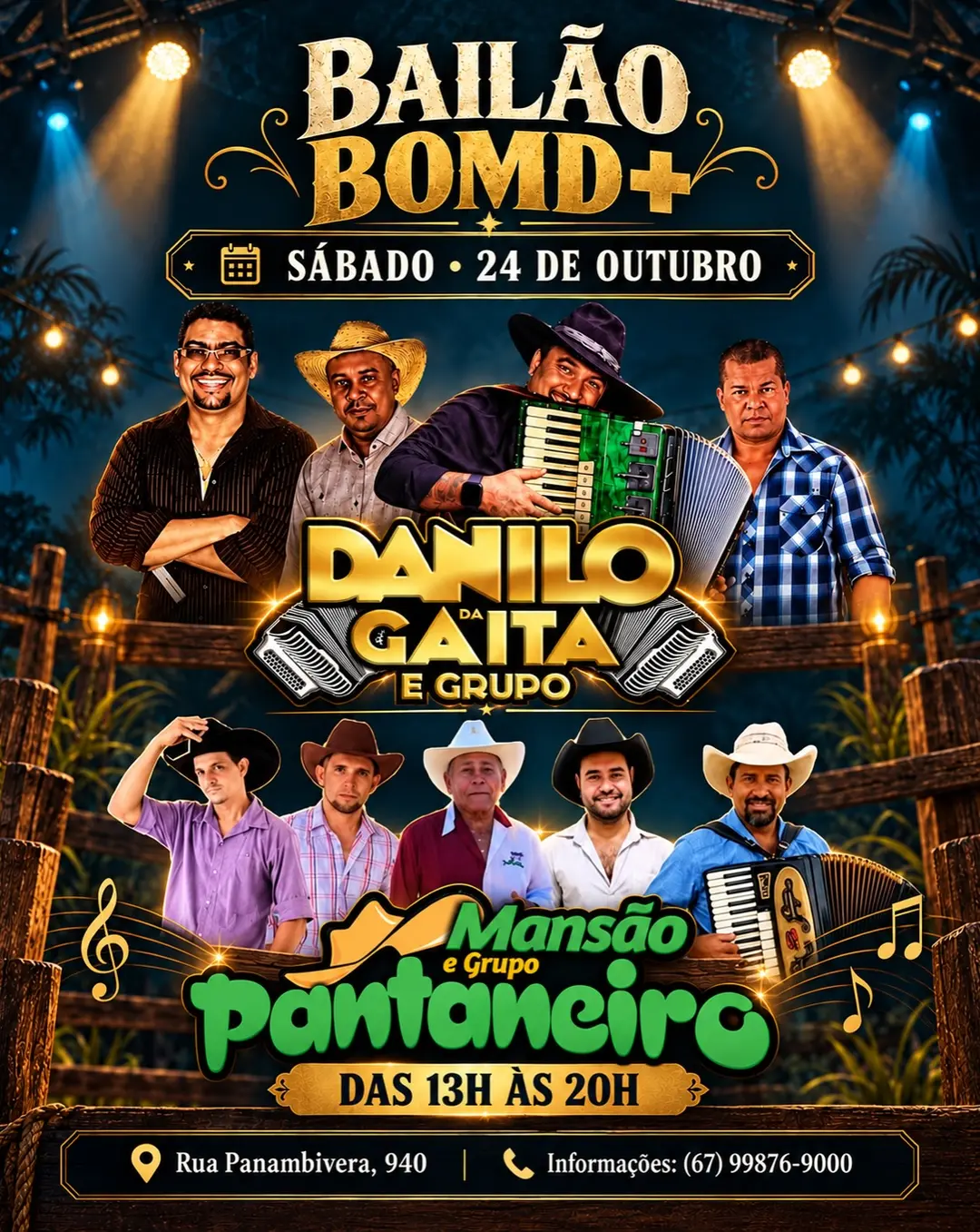 Flyer de Danilo da Gaita e Grupo e Mansão e Grupo Pantaneiro