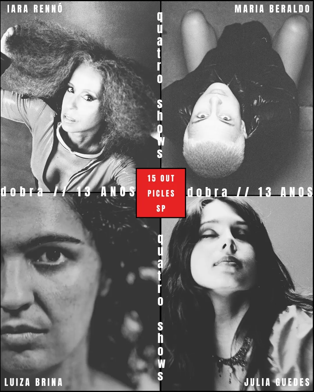 Flyer de Julia Guedes, Luiza Brina e mais 4 artistas