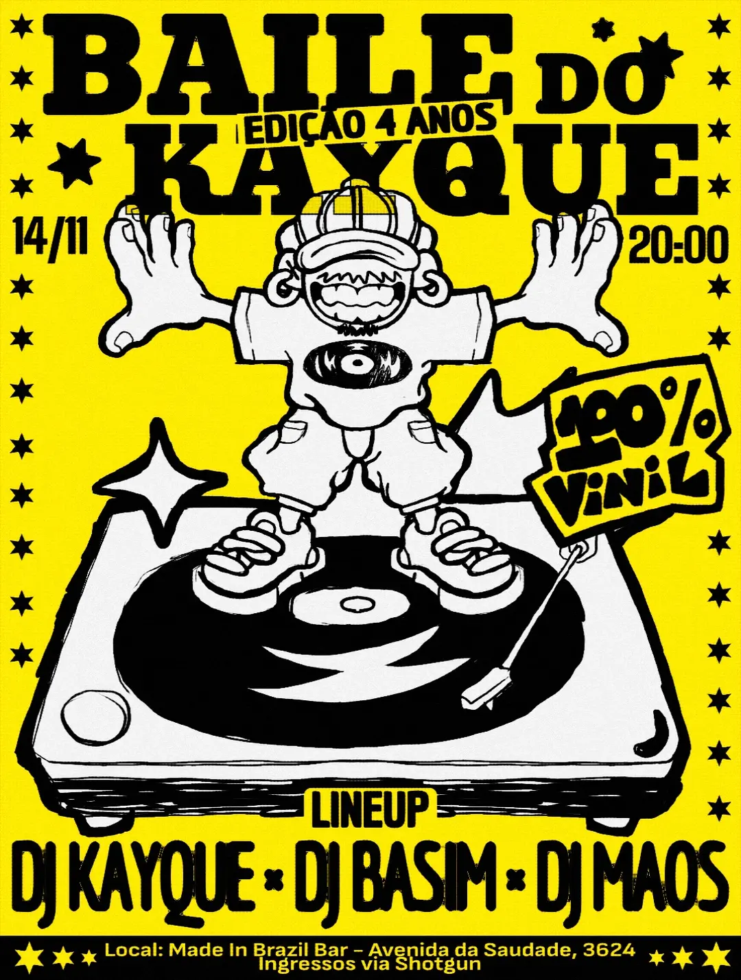 Flyer de Baile do Kayque, DJ Kayque, DJ Basim e DJ Mãos