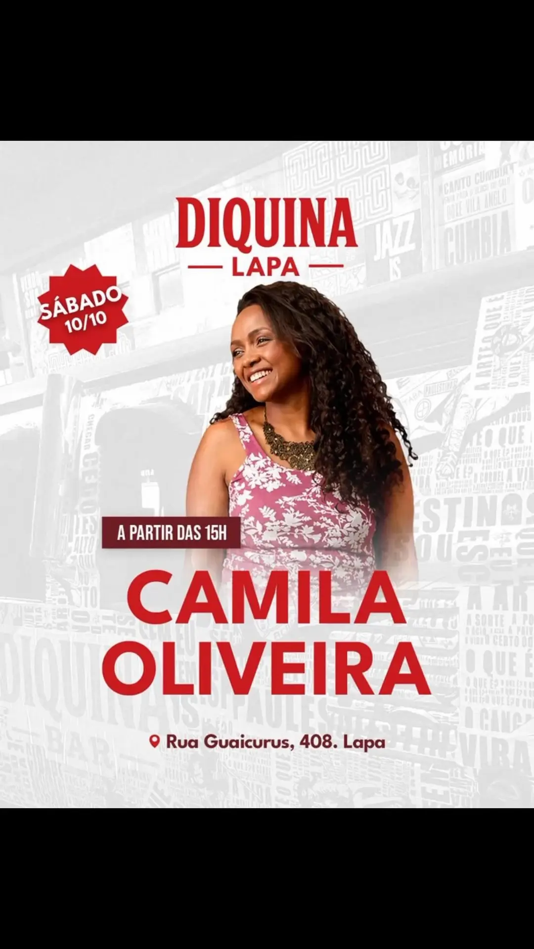 Flyer de Camila Oliveira S., Mumu de Oliveira e mais 3 artistas