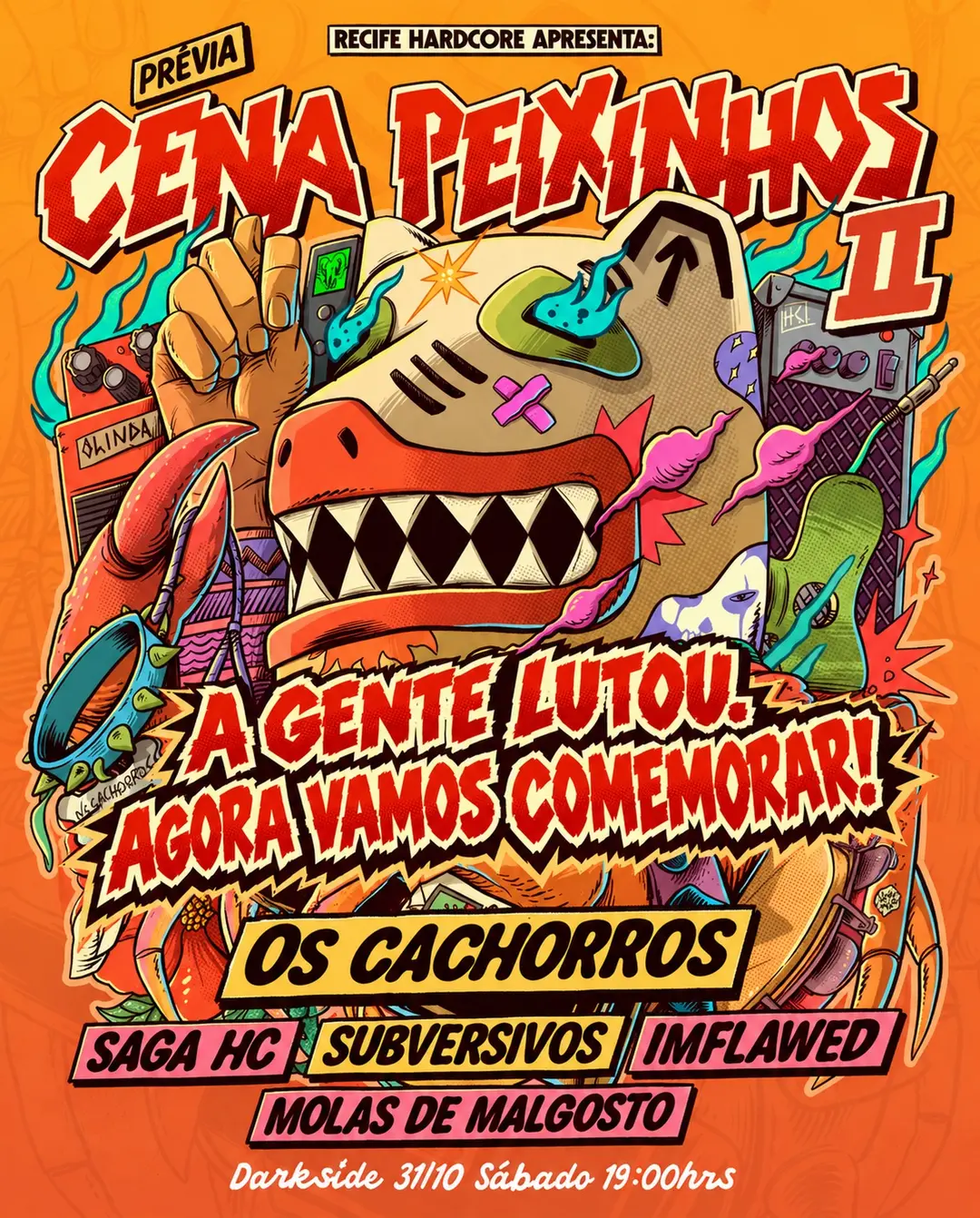 Flyer de Imflawed, Os Cachorros de Olinda e mais 7 artistas