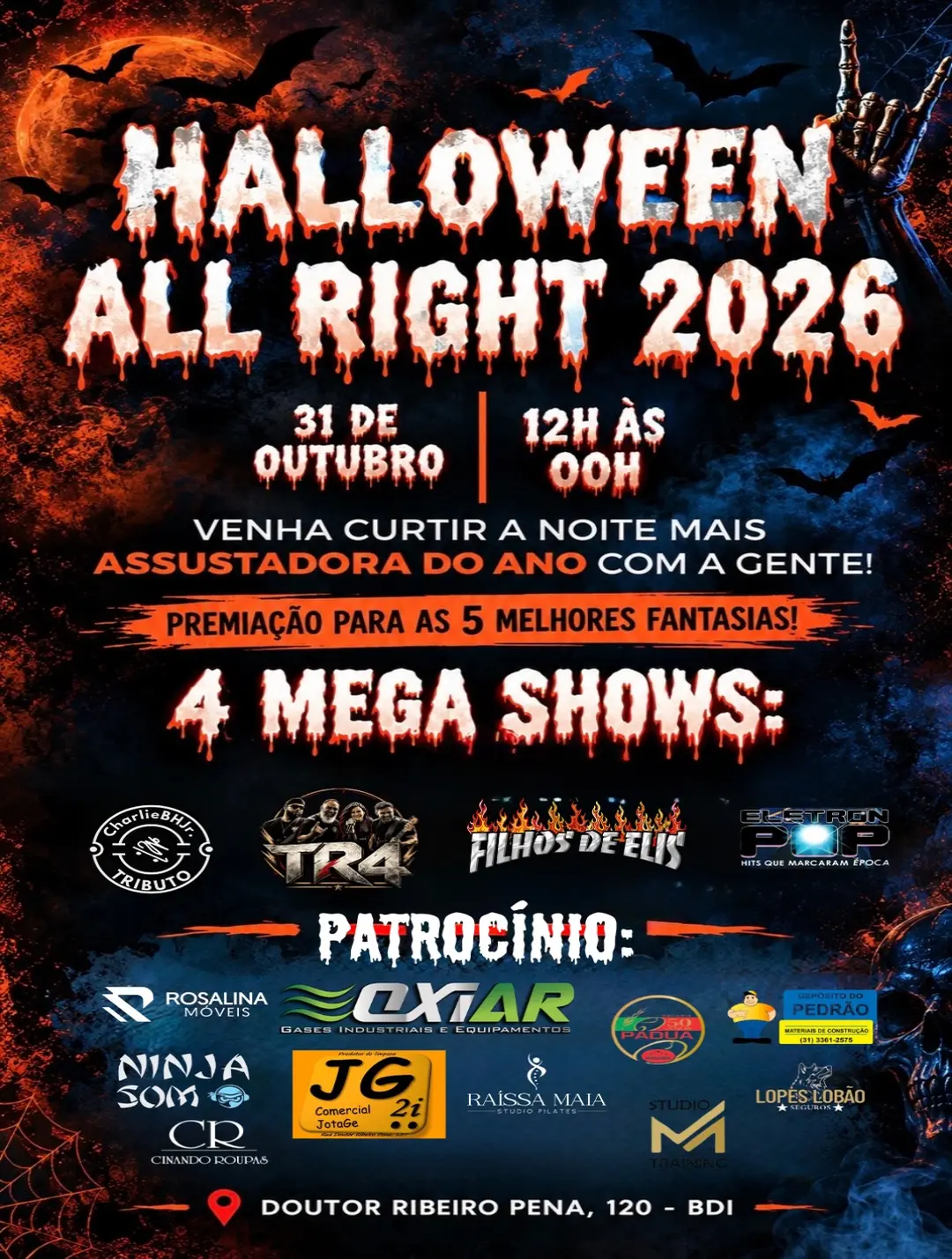 Flyer de Charlie BH, Filhos de Elis, Banda Tr4 e mais 1 artista