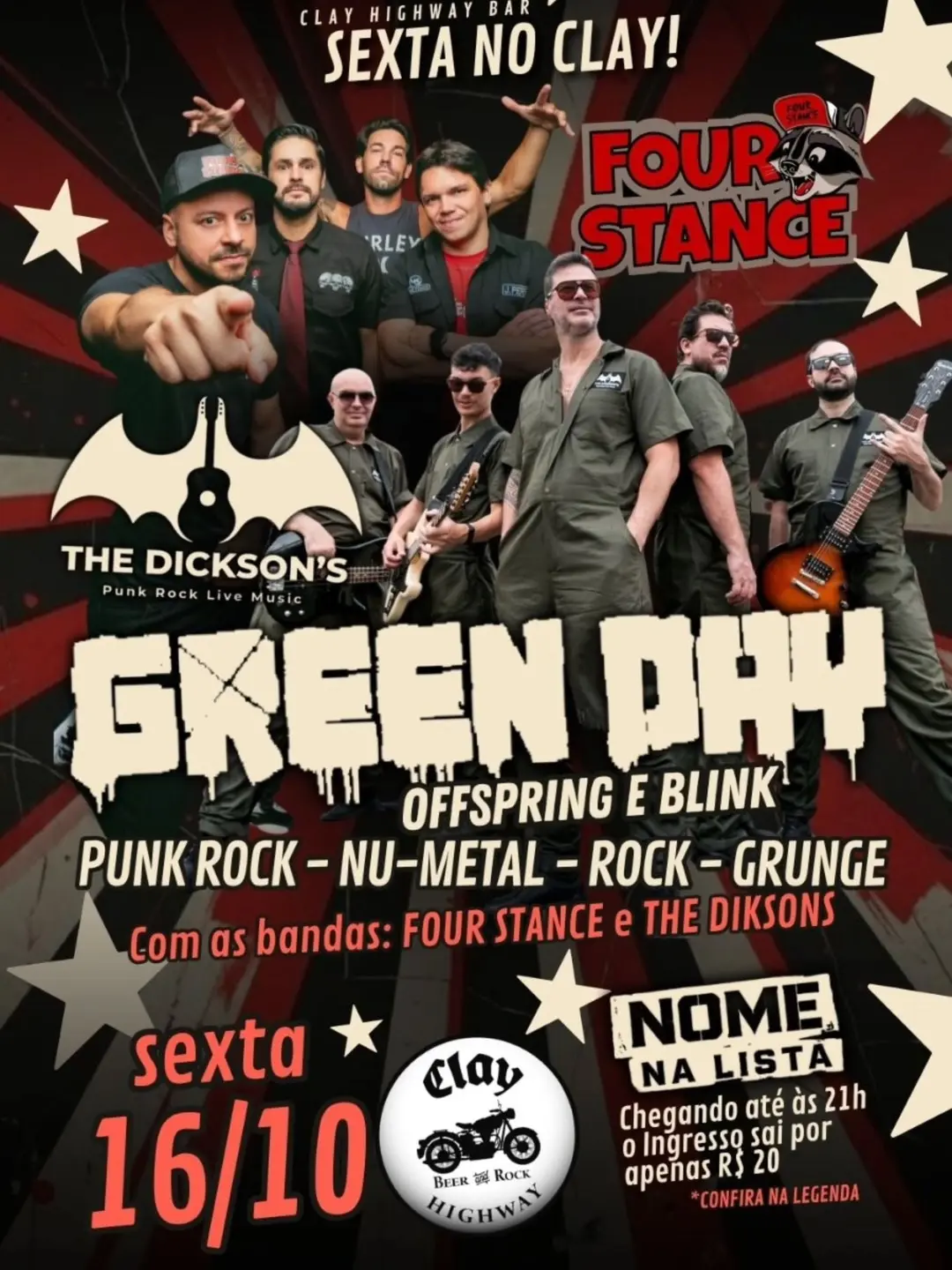 Flyer de Four Stance, The Dickson, The Diksons e The Dickson's