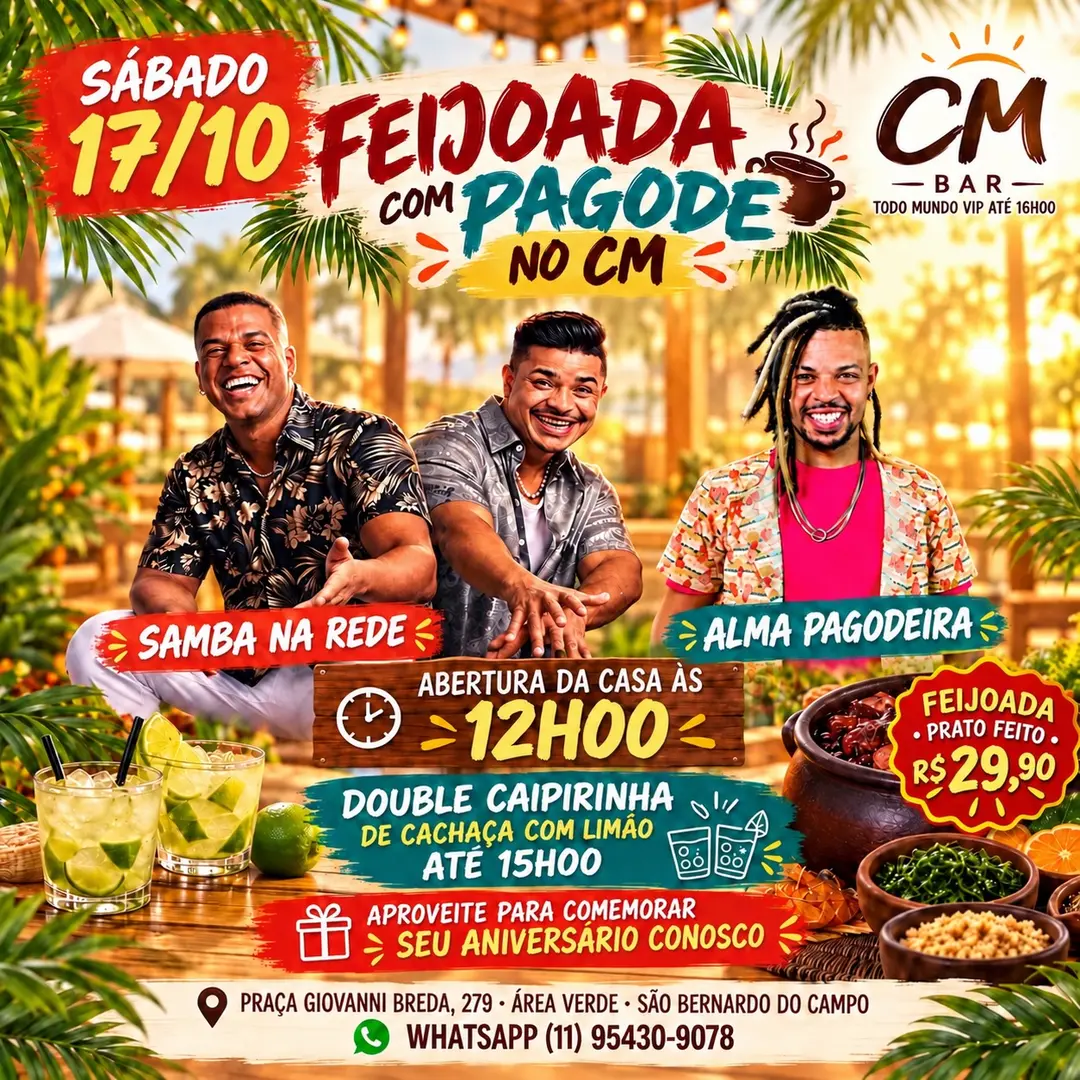 Flyer de Samba na Rede e Alma Pagodeira