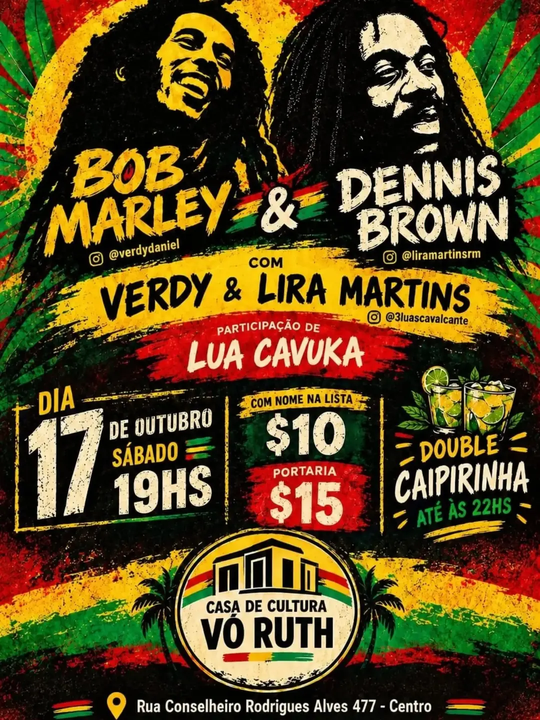 Flyer de Verdy, Lira Martins e Lua Cavuka
