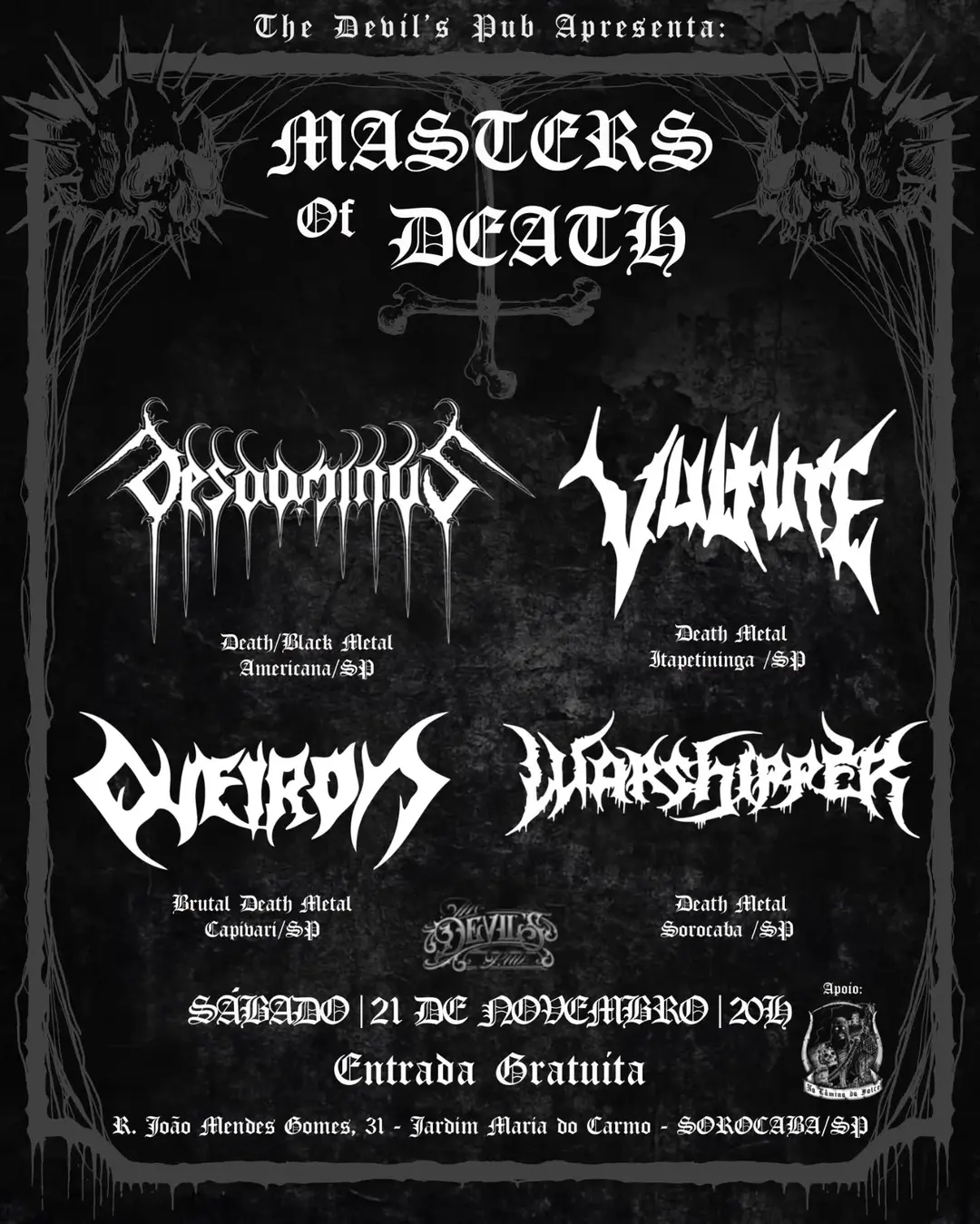 Flyer de Desdominus, Vulture Death Metal e mais 3 artistas