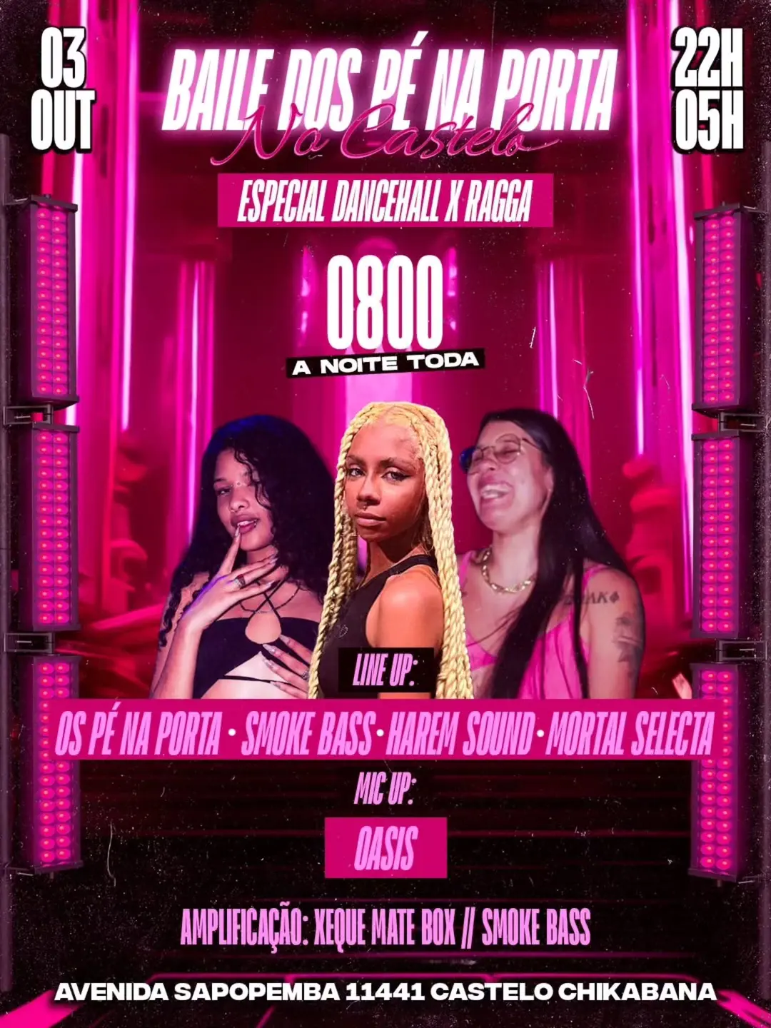 Flyer de Os Pé Na Porta S.S, OS PE NA PORTA e mais 3 artistas