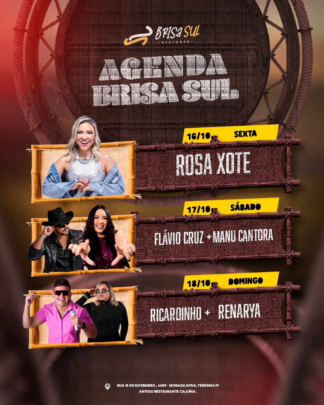 Flyer de Manu Cantora e Flávio Cruz