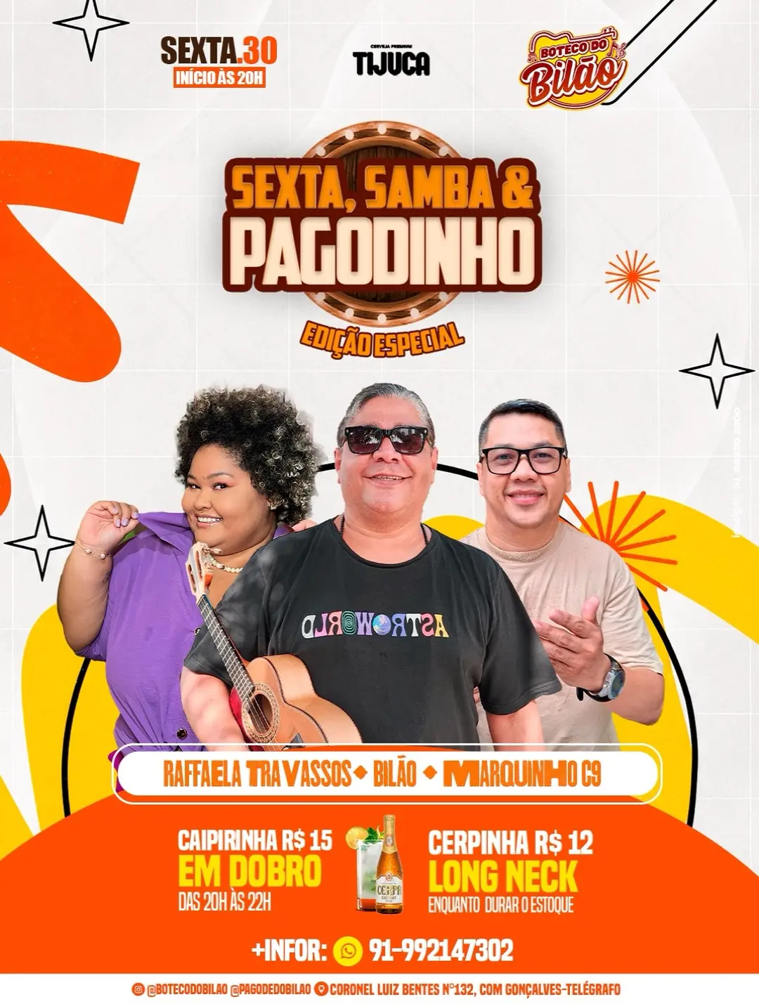 Flyer de Rafaela Travassos, Bilão e Marquinho C9