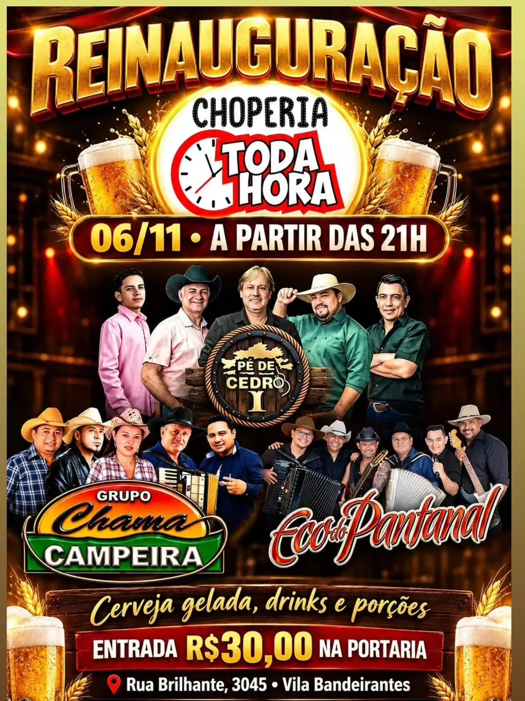 Flyer de Grupo Chama CAMPEIRA e Eco do Pantanal