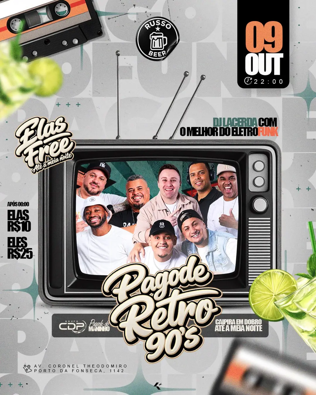 Flyer de Grupo CDP, Pagode do Maninho e DJ Lacerda