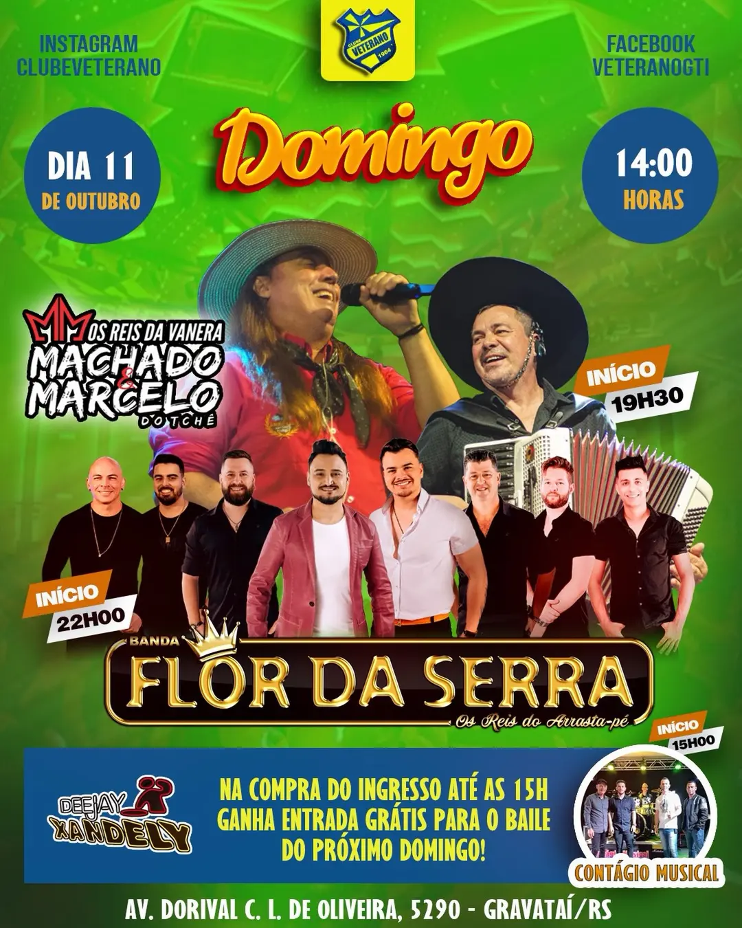 Flyer de Machado e Marcelo do Tchê e mais 2 artistas