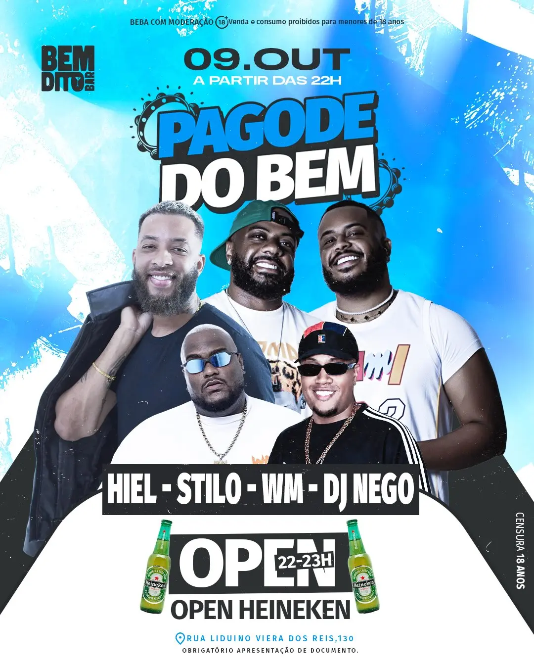 Flyer de DJ Nego Neguin, Pagode do Bem, Hiel, WM e Stilo