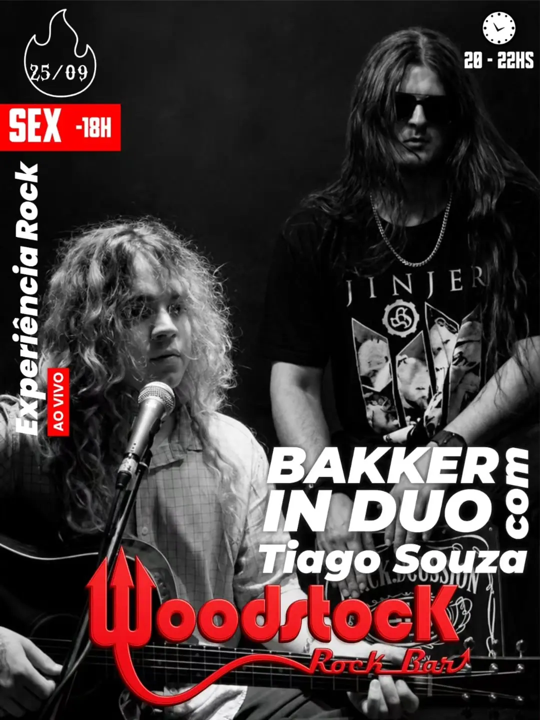 Flyer de Tiago Souza, Experiência Rock e Bakkers in Duo