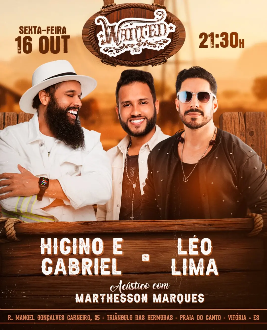 Flyer de Marthesson Marques, Higino & Gabriel e Leo Lima