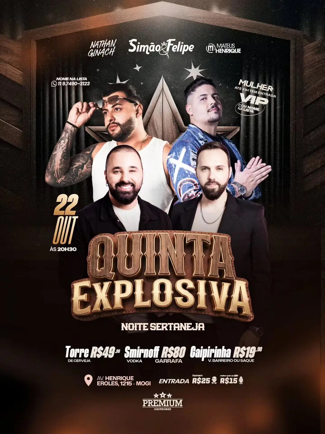 Flyer de O Nathanzinho, Simão & Felipe e Mateus Henrique