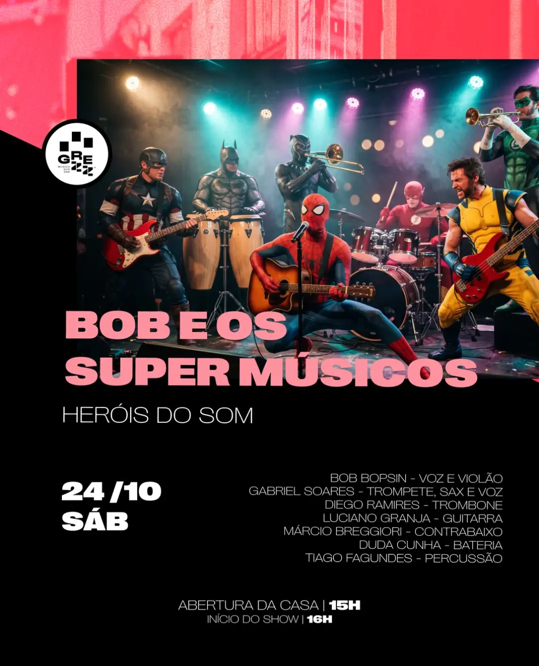 Flyer de Bob e os Super Músicos