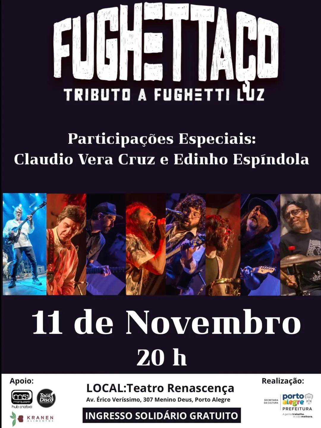 Flyer de Tributo Fughetti Luz, Edinho Espindola e mais 1 artista
