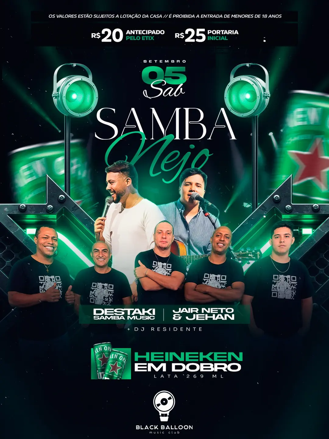 Flyer de Jair Neto & Jhean, Destaki Samba Music e DJ Residente