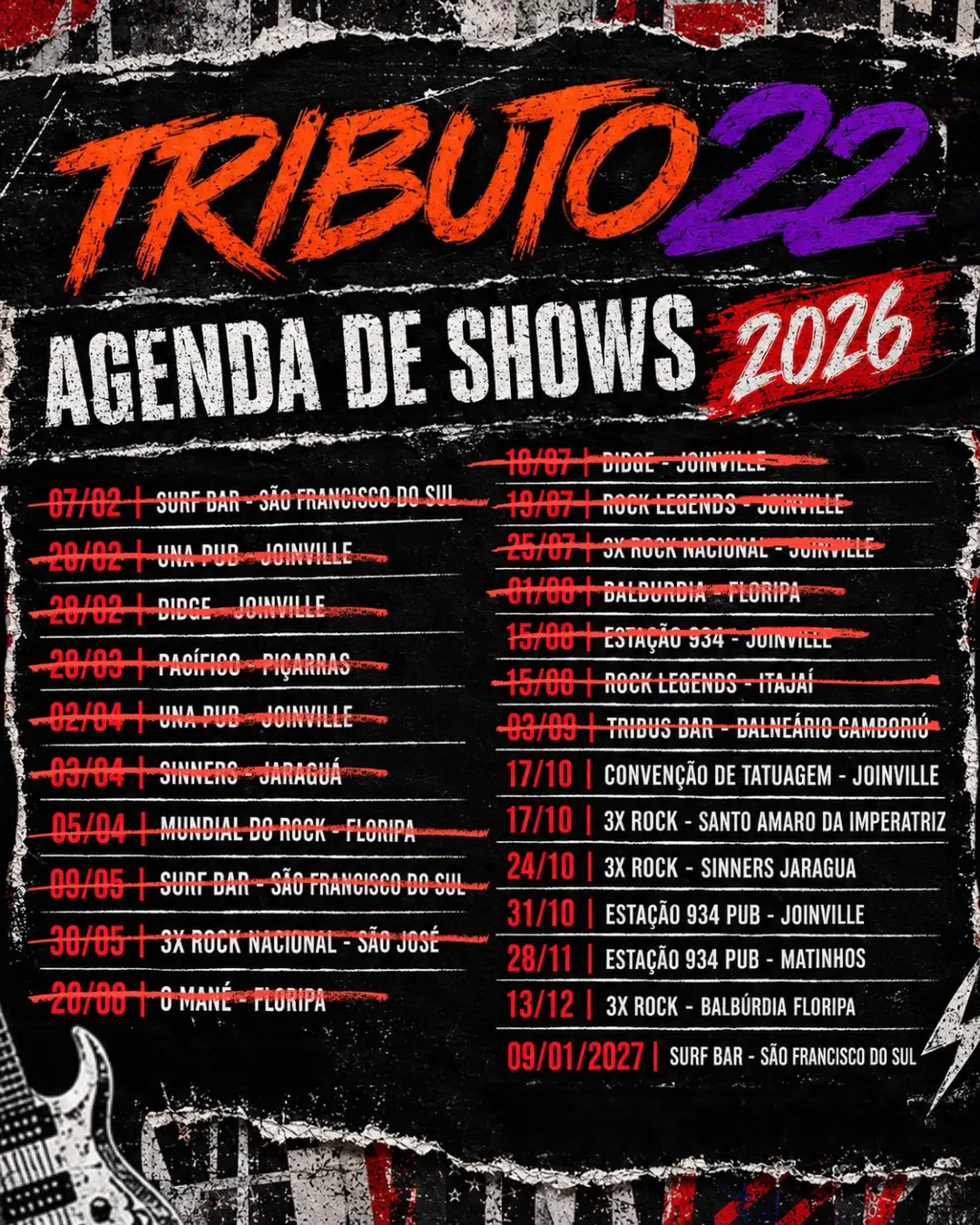 Flyer de Banda Tributo 22