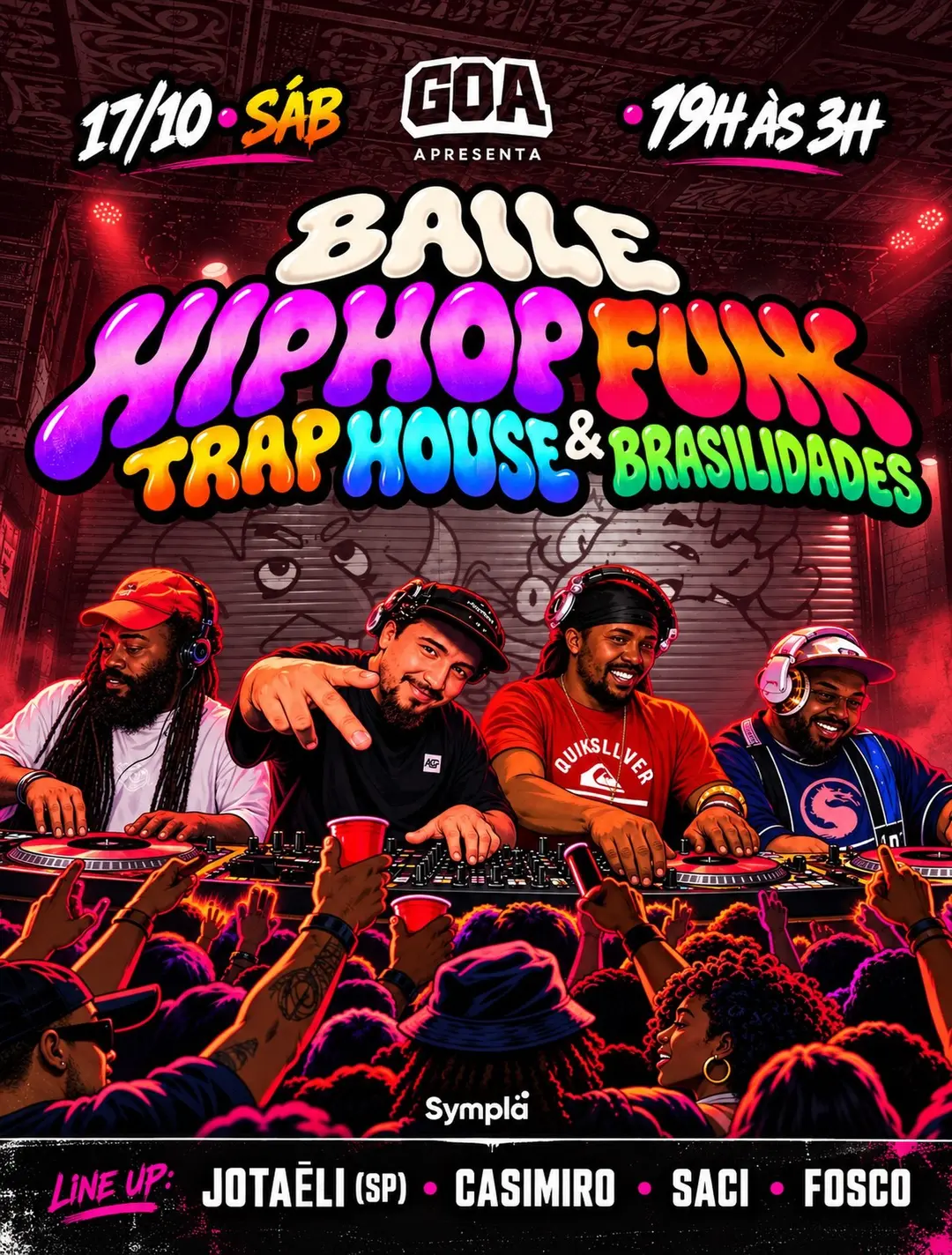 Flyer de Matheus Casimiro, DJ Saci 016, Fosco e quasimonstro