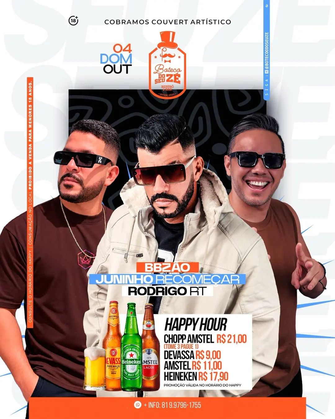 Flyer de Juninho Recomeçar, BBZAO e RODRIGO RT