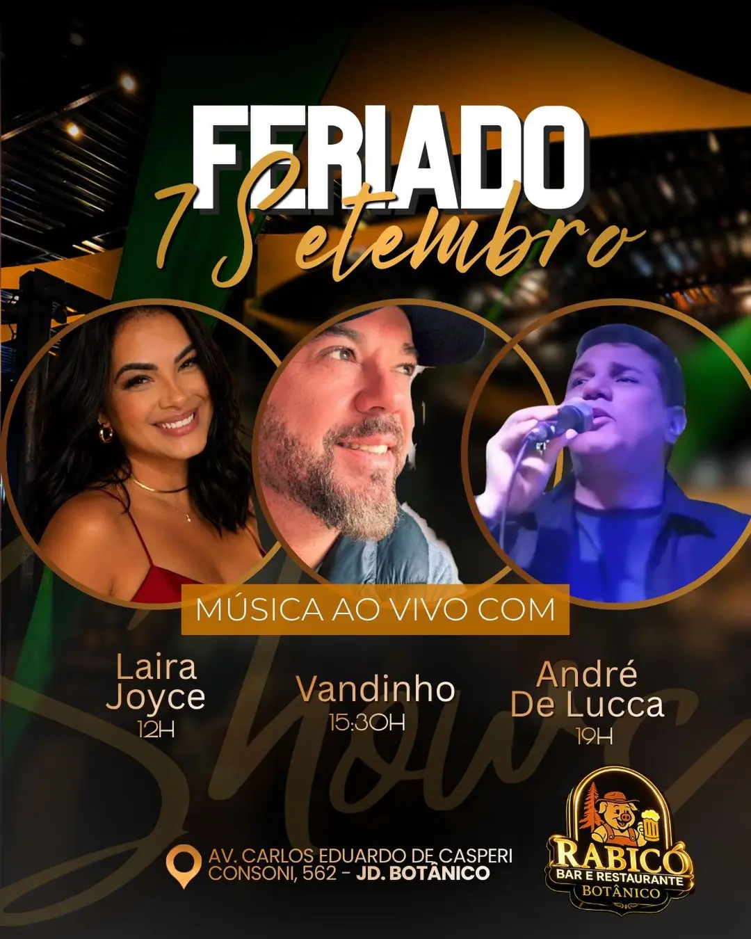 Flyer de Laira Joyce, Vandinho e André De Lucca